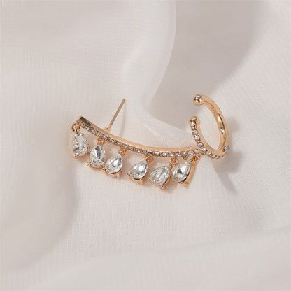 Crystal Ear Clip Drop Tassel Earrings Integrated Earrings