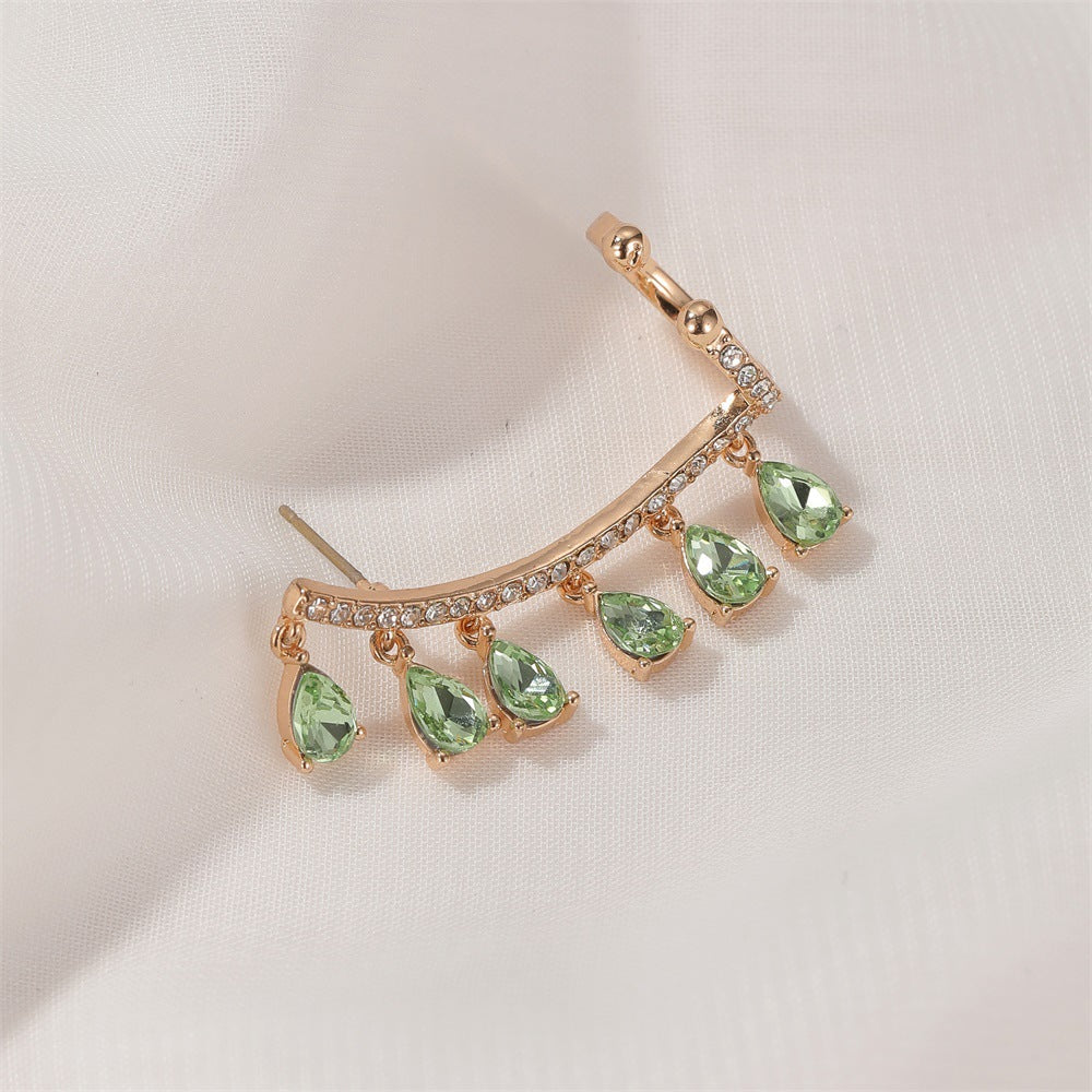 Crystal Ear Clip Drop Tassel Earrings Integrated Earrings