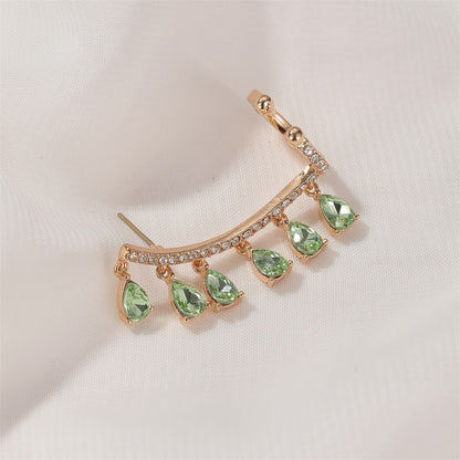 Crystal Ear Clip Drop Tassel Earrings Integrated Earrings