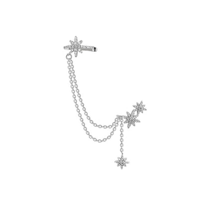 Eight-Pointed Star Earrings Tassel Integrated Ear Bone Clip
