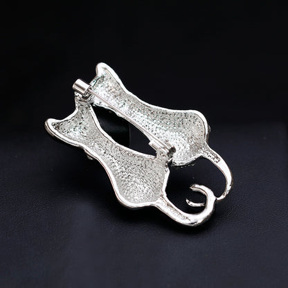Fashion Black And White Paint Diamond Double Fox Brooch