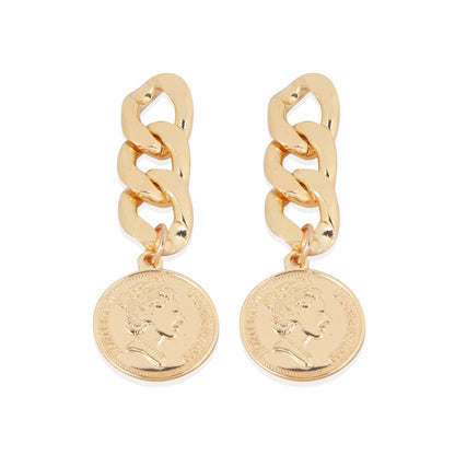 Silver Needle Cold Wind Chain Stud Earrings