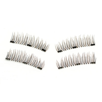 Three Magnetic Glue-Free Magnetic Eyelashes Small Round Box Magnet False Eyelashes