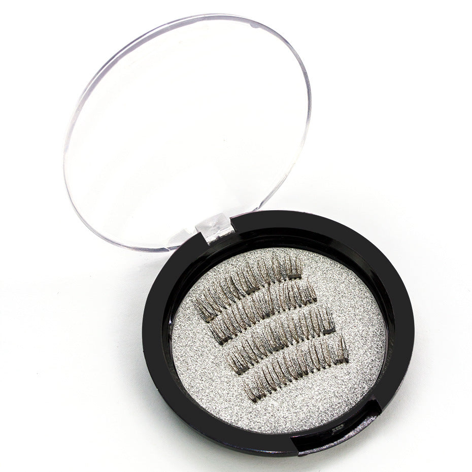 Three Magnetic Glue-Free Magnetic Eyelashes Small Round Box Magnet False Eyelashes