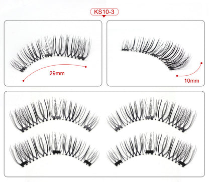 Three Magnetic Glue-Free Magnetic Eyelashes Small Round Box Magnet False Eyelashes