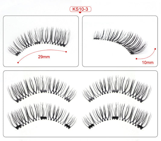 Three Magnetic Glue-Free Magnetic Eyelashes Small Round Box Magnet False Eyelashes