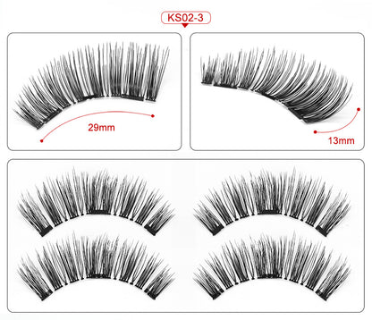 Three Magnetic Glue-Free Magnetic Eyelashes Small Round Box Magnet False Eyelashes