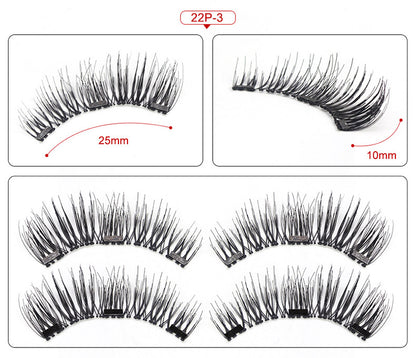 Three Magnetic Glue-Free Magnetic Eyelashes Small Round Box Magnet False Eyelashes