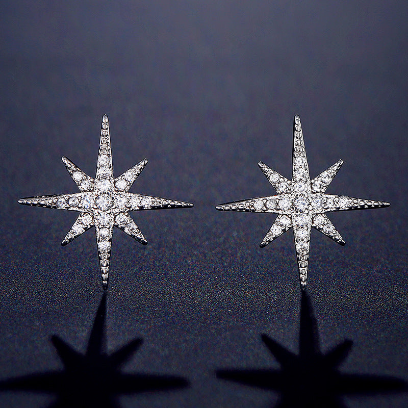 New Style Eight-Pointed Star Zircon Earrings Earrings Earrings Without Removing Earrings For Sleeping