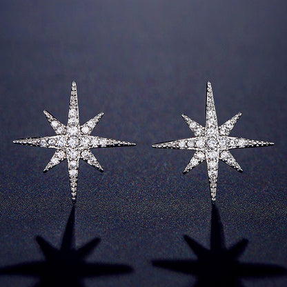 New Style Eight-Pointed Star Zircon Earrings Earrings Earrings Without Removing Earrings For Sleeping