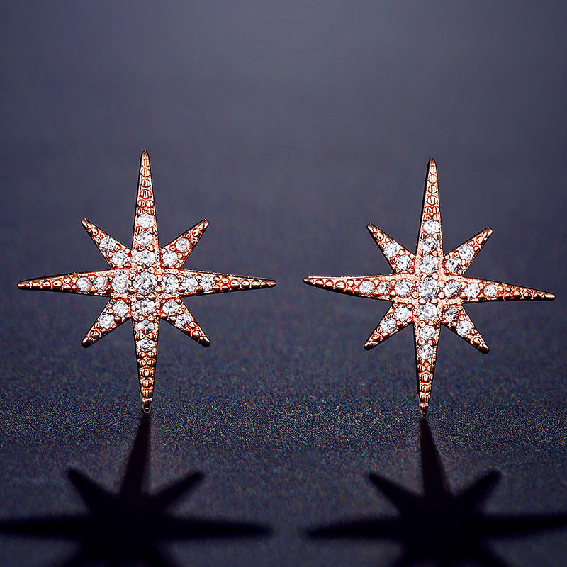 New Style Eight-Pointed Star Zircon Earrings Earrings Earrings Without Removing Earrings For Sleeping