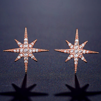 New Style Eight-Pointed Star Zircon Earrings Earrings Earrings Without Removing Earrings For Sleeping