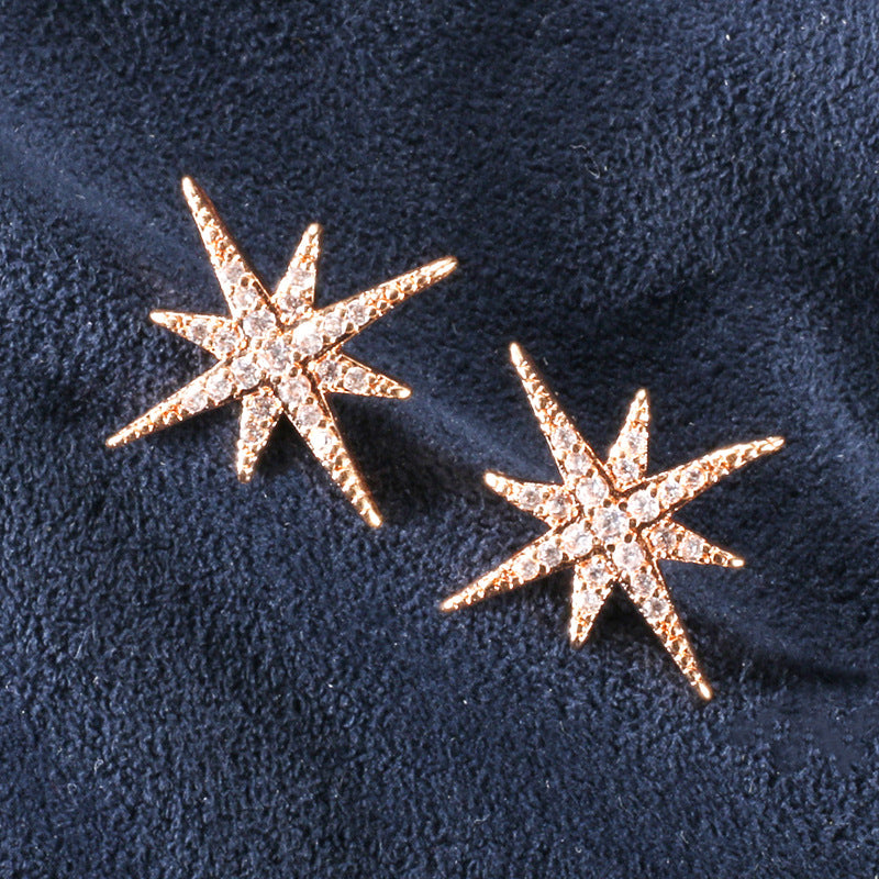 New Style Eight-Pointed Star Zircon Earrings Earrings Earrings Without Removing Earrings For Sleeping