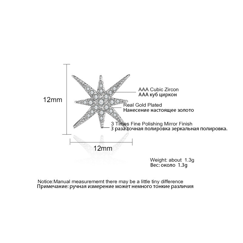 New Style Eight-Pointed Star Zircon Earrings Earrings Earrings Without Removing Earrings For Sleeping