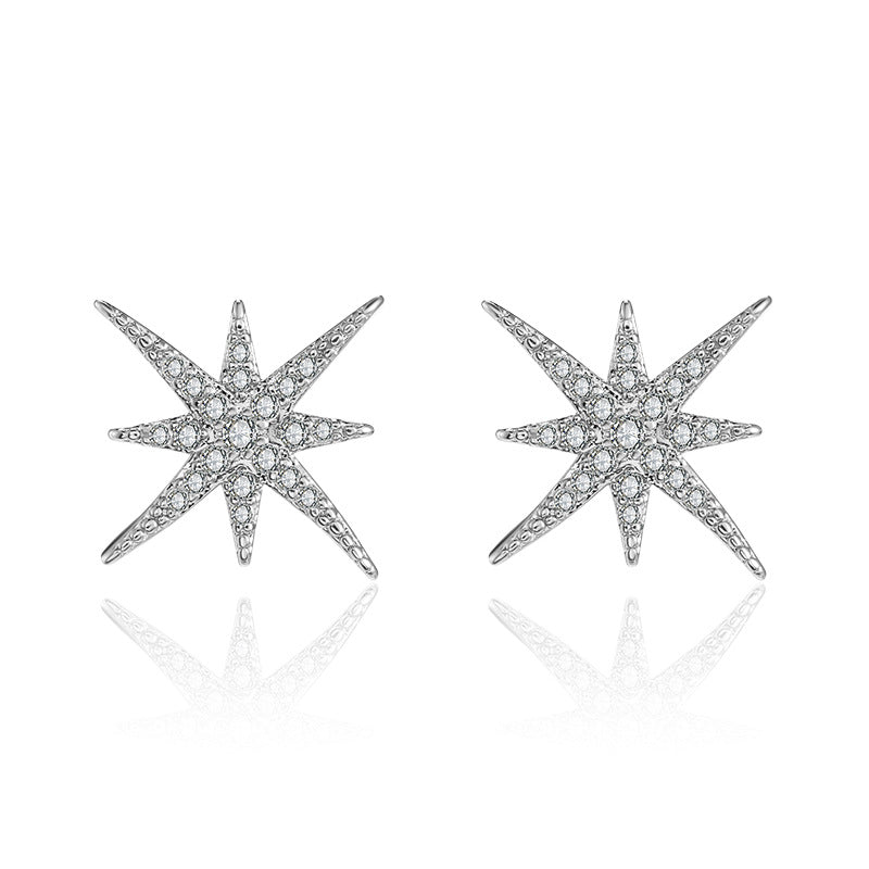 New Style Eight-Pointed Star Zircon Earrings Earrings Earrings Without Removing Earrings For Sleeping