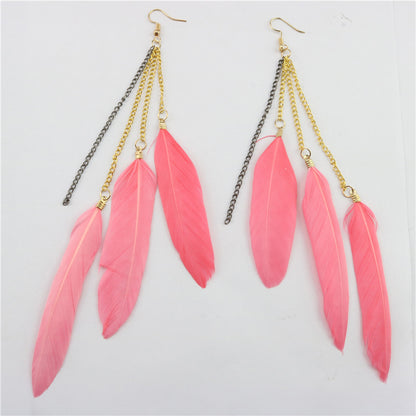 Natural Feather Earrings Tassel Earrings