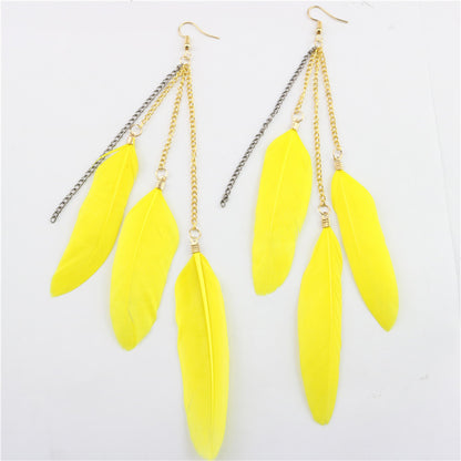 Natural Feather Earrings Tassel Earrings