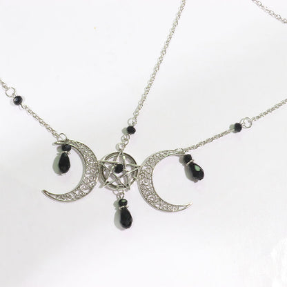 Posey Pentagram Head Chain Moon Natural Stone Hair Chain