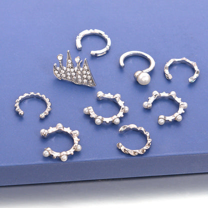 Bohemian Ear Clip 9-piece Personalized Hoop Crown Earrings