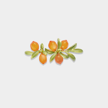 Forest Fairy Temperament Orange Natural Red Agate Brooch Literary Youth Retro High-End Brooch Pin