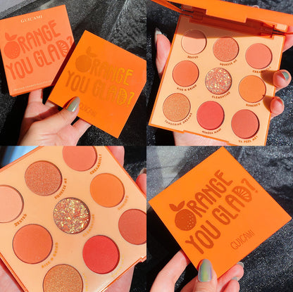 Nine-Color Fruit Eyeshadow Tray Peach Strawberry Orange Soda Honey Tray Pearl Sequins Daily Wild Net Red