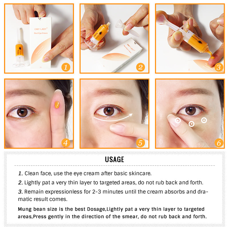 OMY LADY Instant Remove Eye bags Cream Anti Puffiness Gel Dark Circles Delays aging fades wrinkles Firming Brighten Skin Unisex
