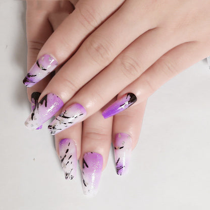Ballet Coffin False Nail Dream Purple Teng Halo Nail Dye Manicure Kit False Nail
