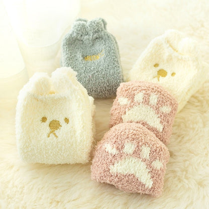 Home Coral Fleece Plus Velvet Towel Floor Sleep Socks