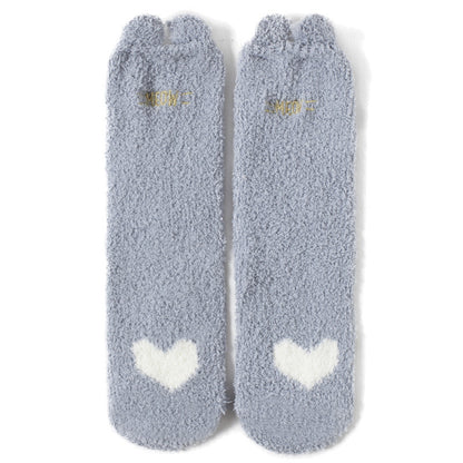 Home Coral Fleece Plus Velvet Towel Floor Sleep Socks