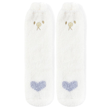 Home Coral Fleece Plus Velvet Towel Floor Sleep Socks