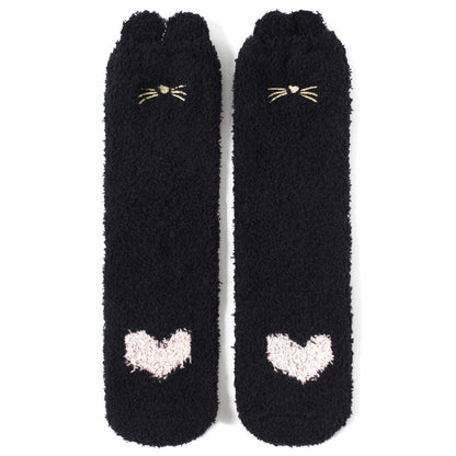 Home Coral Fleece Plus Velvet Towel Floor Sleep Socks
