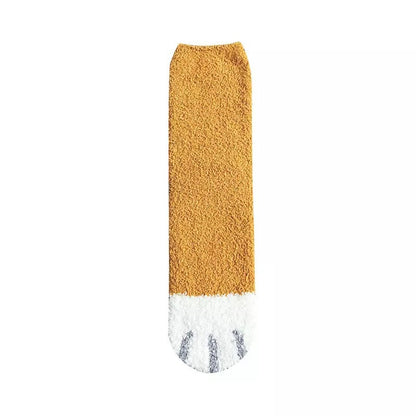 Home Coral Fleece Plus Velvet Towel Floor Sleep Socks