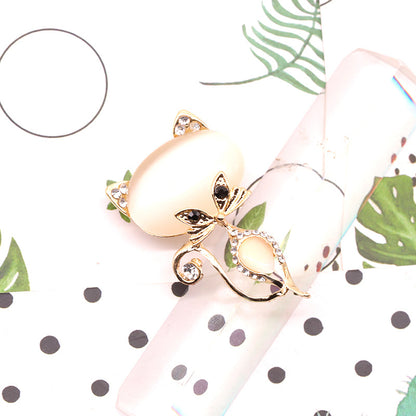 Cat Brooch Rhinestone Corsage Prom Party Costume Decoration