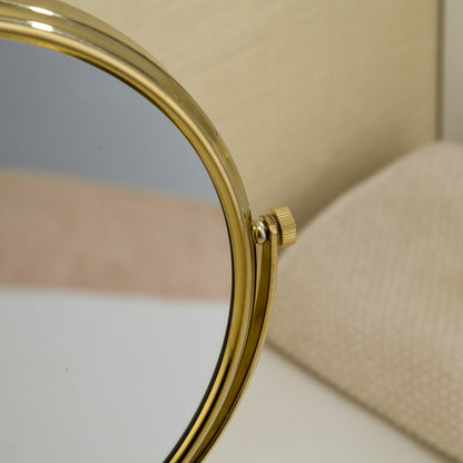 All Copper Sitting Gold-Plated Beauty Mirror Double-Sided Makeup Mirror Vertical Rotatable Makeup Mirror