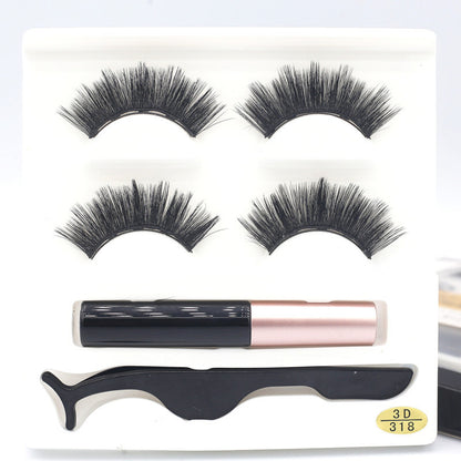 European  And American Foreign Trade Manufacturers Two Pairs of Thick Magnetic Eyeliner Set 3D Magnet False Eyelashes Direct Supply