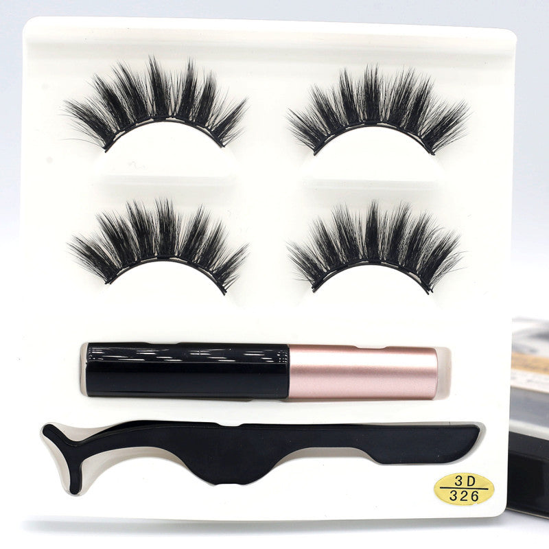 European  And American Foreign Trade Manufacturers Two Pairs of Thick Magnetic Eyeliner Set 3D Magnet False Eyelashes Direct Supply