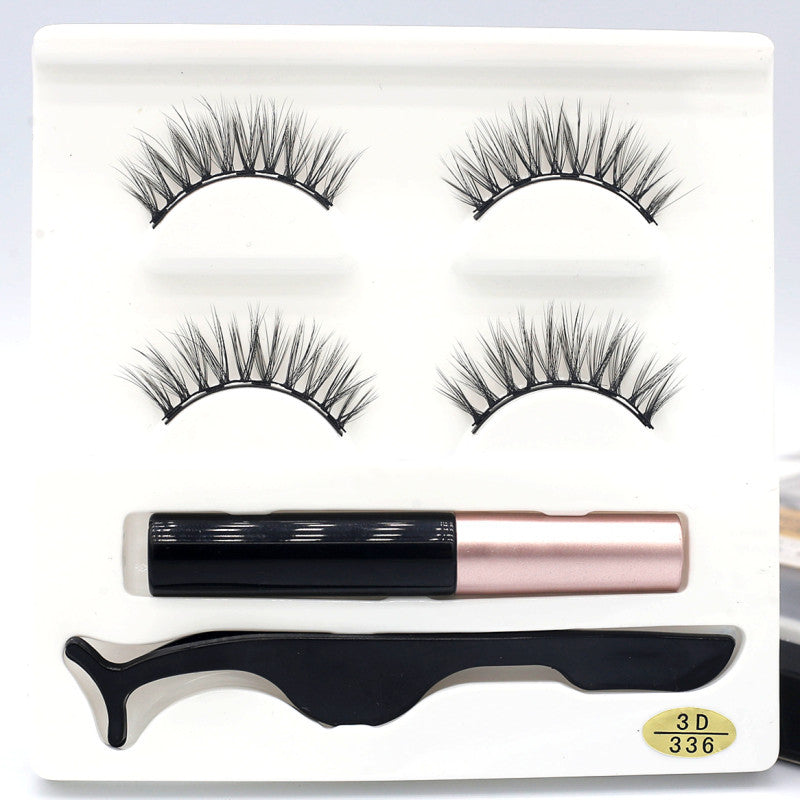 European  And American Foreign Trade Manufacturers Two Pairs of Thick Magnetic Eyeliner Set 3D Magnet False Eyelashes Direct Supply