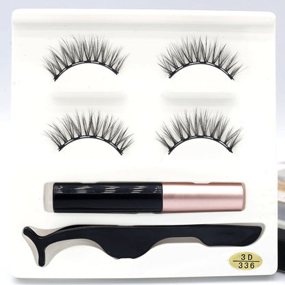 European  And American Foreign Trade Manufacturers Two Pairs of Thick Magnetic Eyeliner Set 3D Magnet False Eyelashes Direct Supply