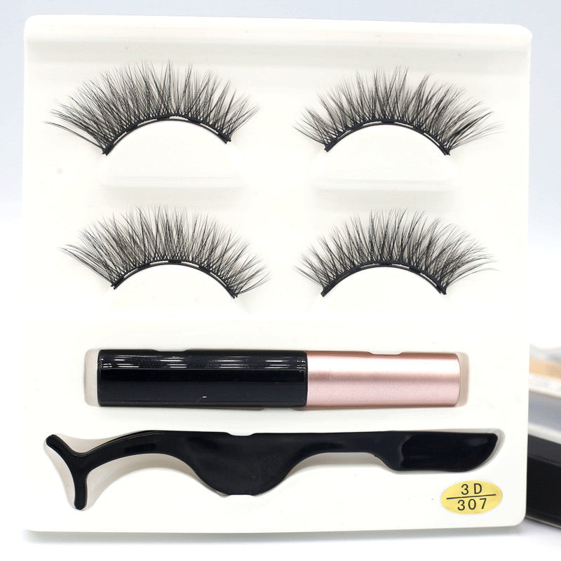 European  And American Foreign Trade Manufacturers Two Pairs of Thick Magnetic Eyeliner Set 3D Magnet False Eyelashes Direct Supply