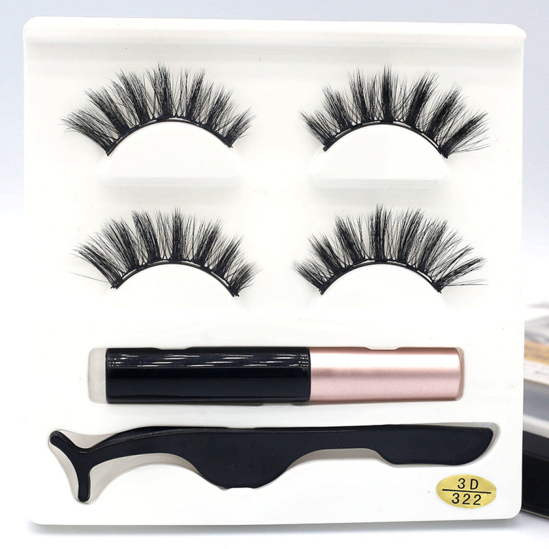 European  And American Foreign Trade Manufacturers Two Pairs of Thick Magnetic Eyeliner Set 3D Magnet False Eyelashes Direct Supply
