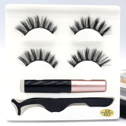 European  And American Foreign Trade Manufacturers Two Pairs of Thick Magnetic Eyeliner Set 3D Magnet False Eyelashes Direct Supply