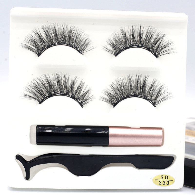 European  And American Foreign Trade Manufacturers Two Pairs of Thick Magnetic Eyeliner Set 3D Magnet False Eyelashes Direct Supply