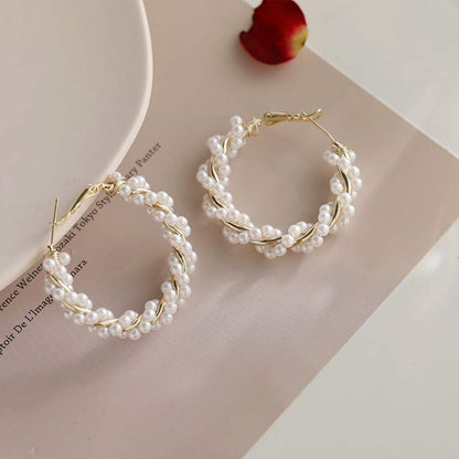 Pearl Circle Earrings, Female Earrings, High-end Exaggerated Earrings, Round Earrings