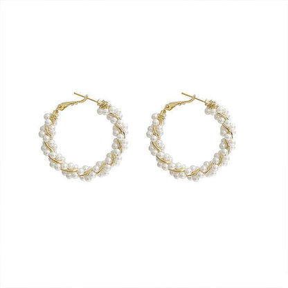 Pearl Circle Earrings, Female Earrings, High-end Exaggerated Earrings, Round Earrings