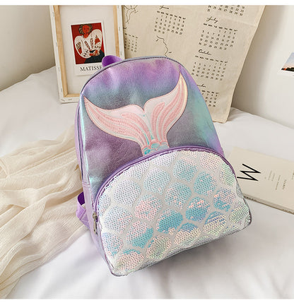 Fashion Korean Backpack Western School Student School Bag Laser Fish Tail Travel Bag