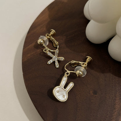 Cute Asymmetric Bunny Earrings Niche Ear Clip