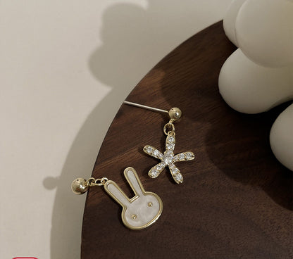 Cute Asymmetric Bunny Earrings Niche Ear Clip