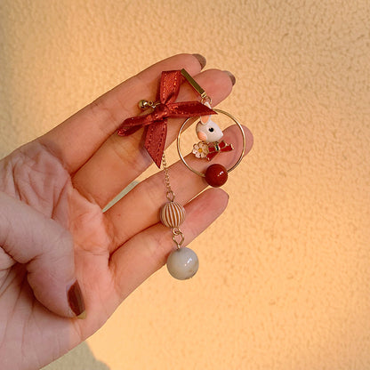 Original Korean Girl Asymmetric Bow Temperament Earrings Ear Clip