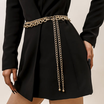 Simple Metal Cross Chain Set Waist Chain
