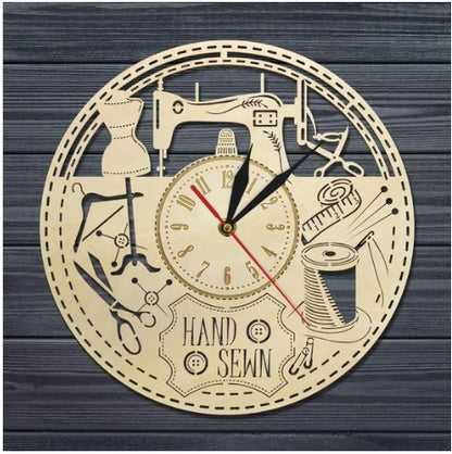 Wooden Wall Clock Custom Modern Sewing Machine Retro Tailor Shop Decoration Wall Clock Modern Wall Wall Clock